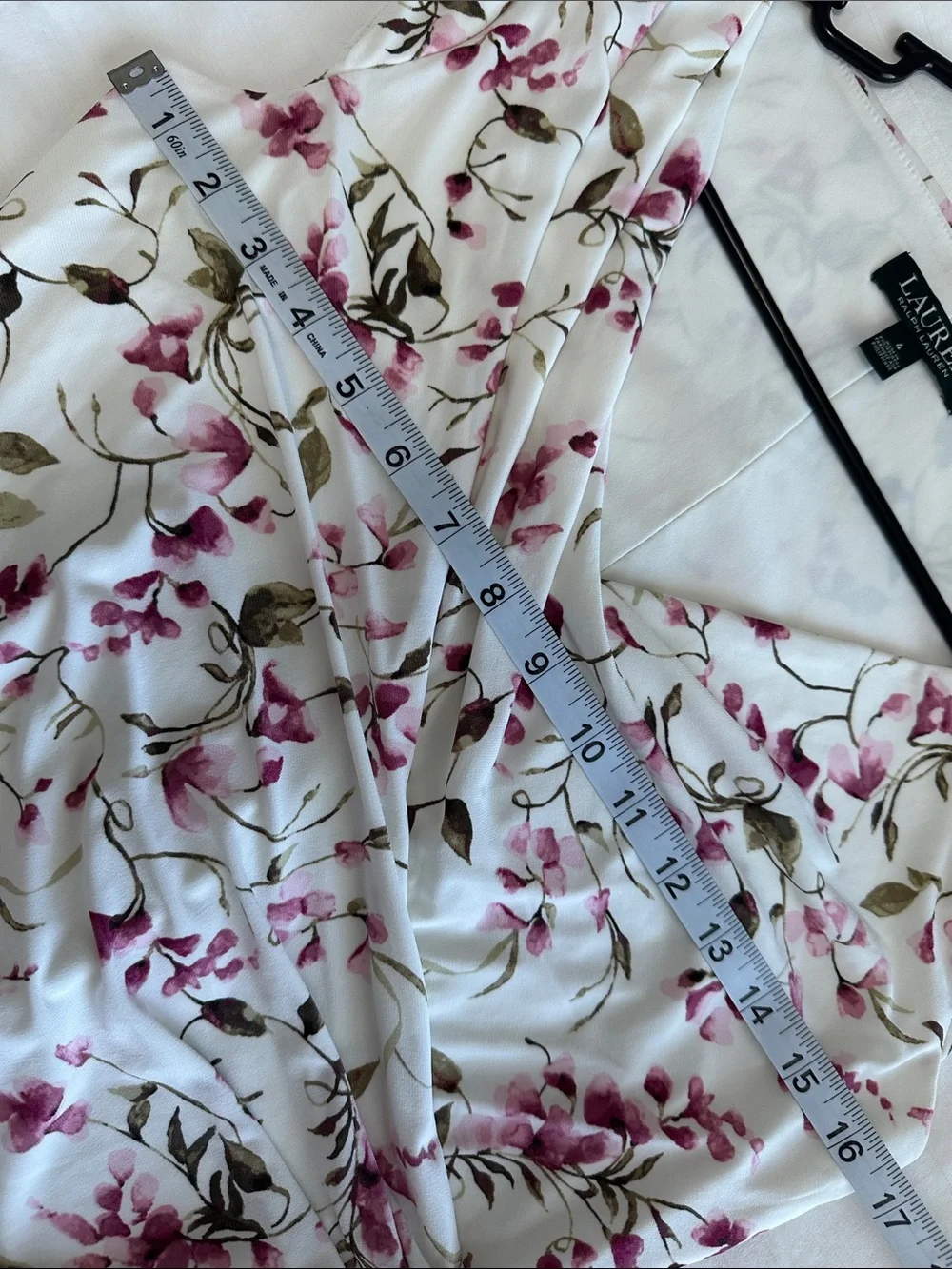 Lauren Ralph Lauren Pink Floral Midi Dress in Cream Size 4 - Picture 7 of 10